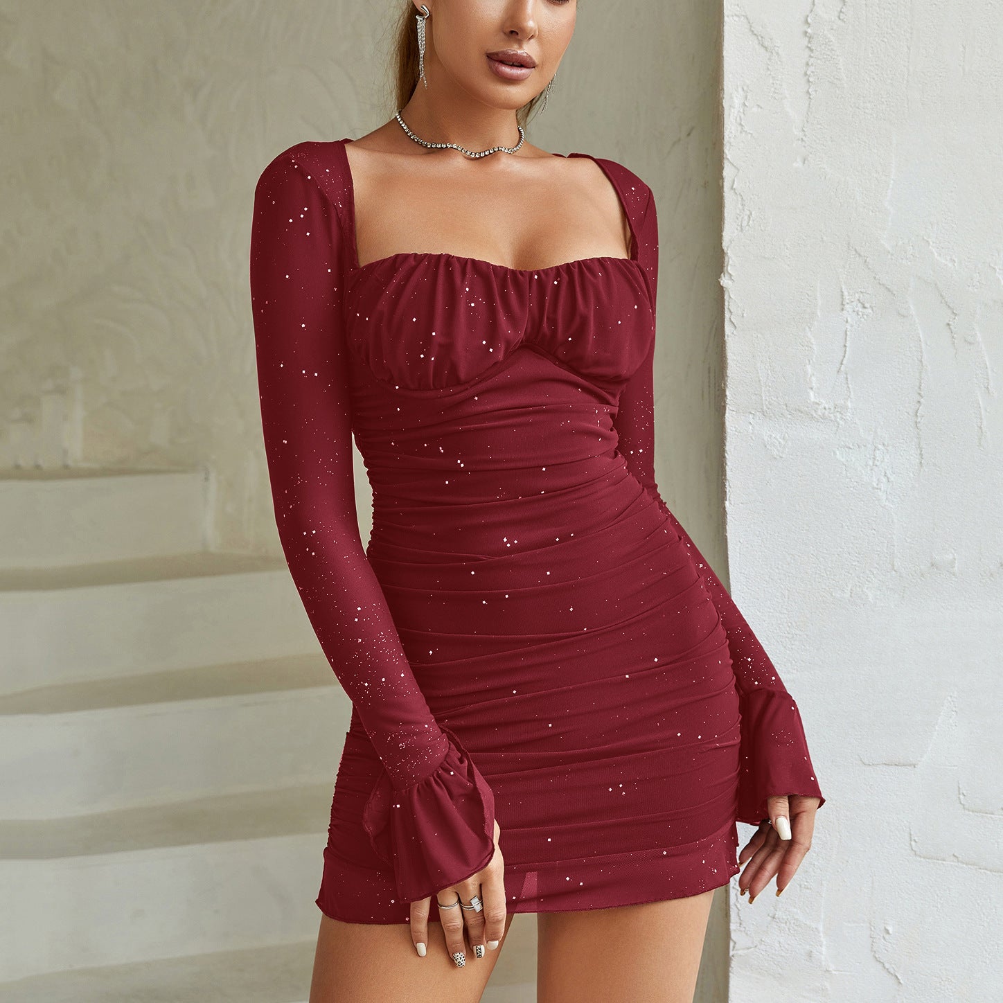 Audrey | Sparkling Mesh Mini Dress